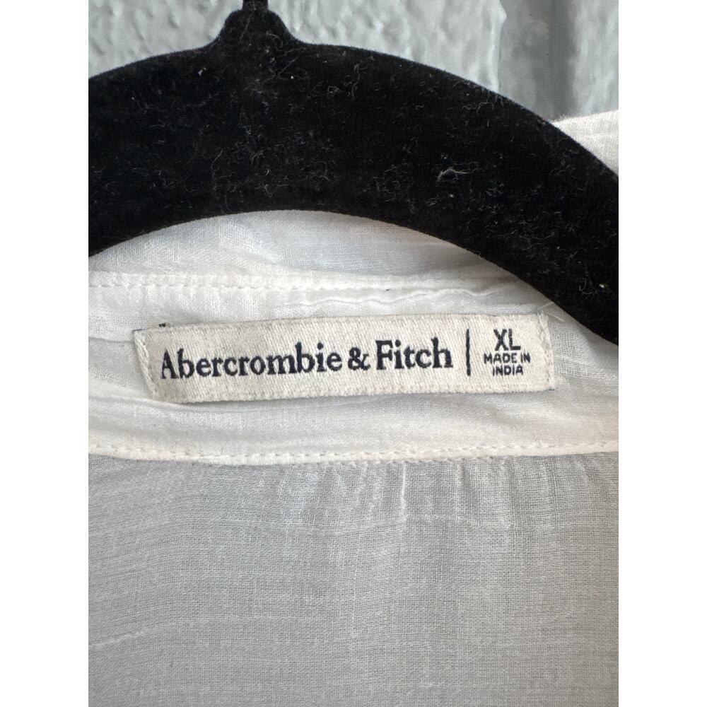 Abercrombie & Fitch Tie-Front Shirt Dress Coverup size XL in White - Picture 3 of 6